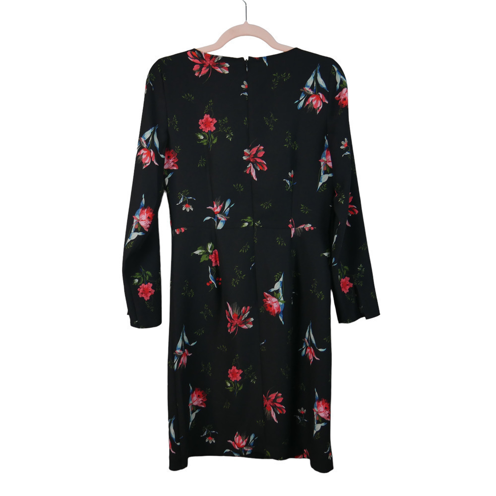 Ann Taylor NWT Garden Floral Black Knotted Shift Dress Size 4 Tall - Picture 3 of 8